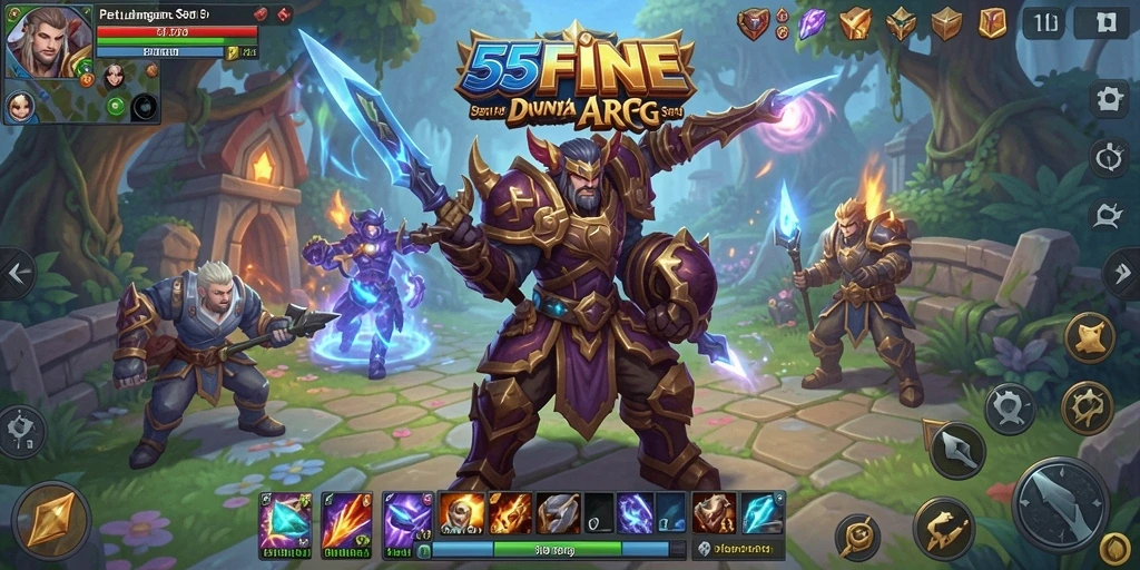 Tampilan aksi mendebarkan dalam permainan ARPG 55FIVE.