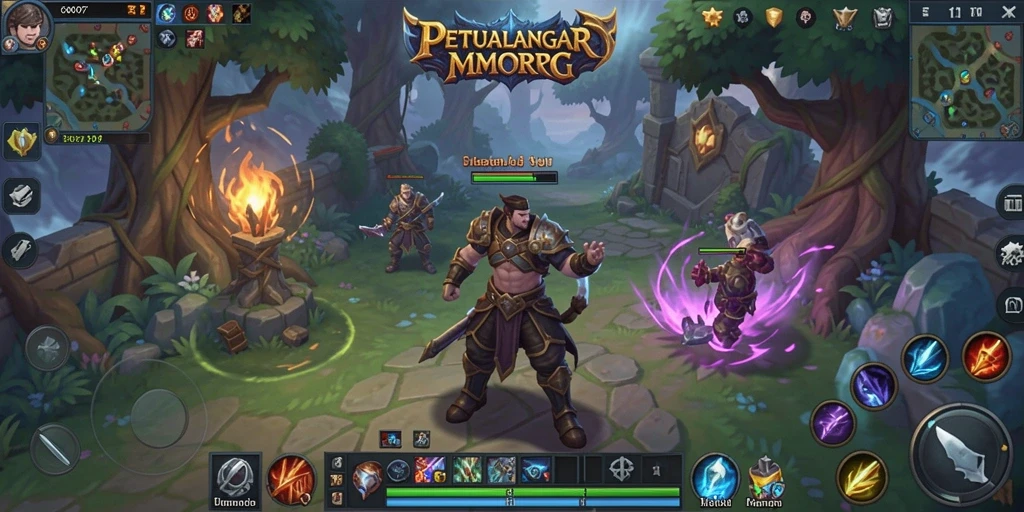 Tangkapan layar utama C0077 menampilkan aksi petualangan epik dalam dunia MMORPG.