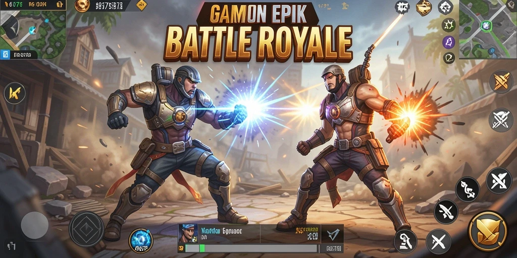 Screenshot gameplay ID678 memperlihatkan aksi Battle Royale yang intens dan mendebarkan.