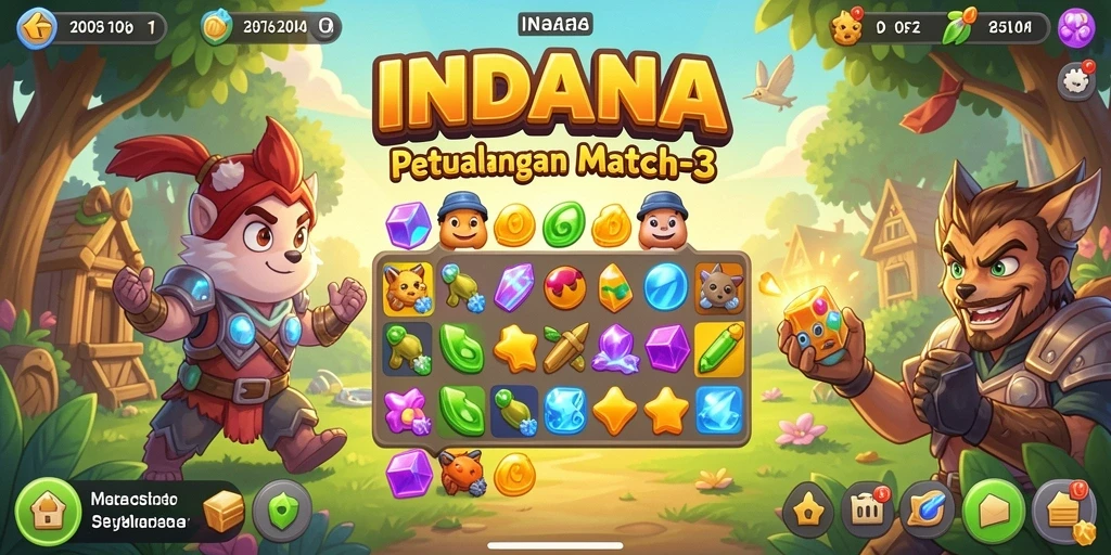 Gameplay seru INDAAA dengan tantangan Match-3 yang memukau.