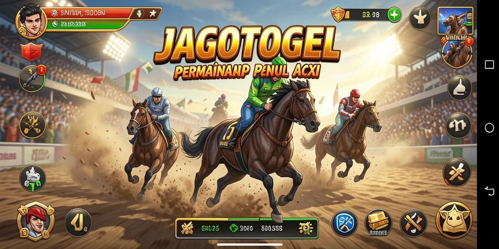 Screenshot gameplay JAGOTOGEL menampilkan aksi balapan yang mendebarkan.