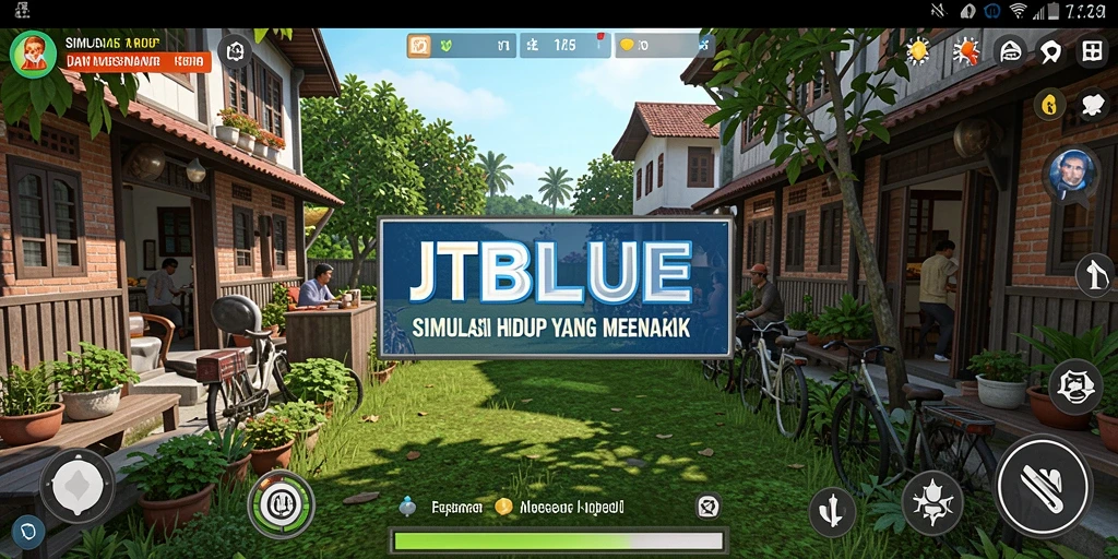 Tampilan screenshot utama JTBLUE yang menunjukkan gameplay simulasi yang mendalam.