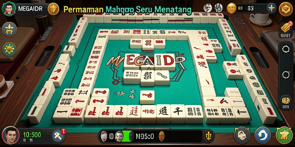 Screenshot gameplay MEGAIDR menampilkan papan Mahjong yang menarik.