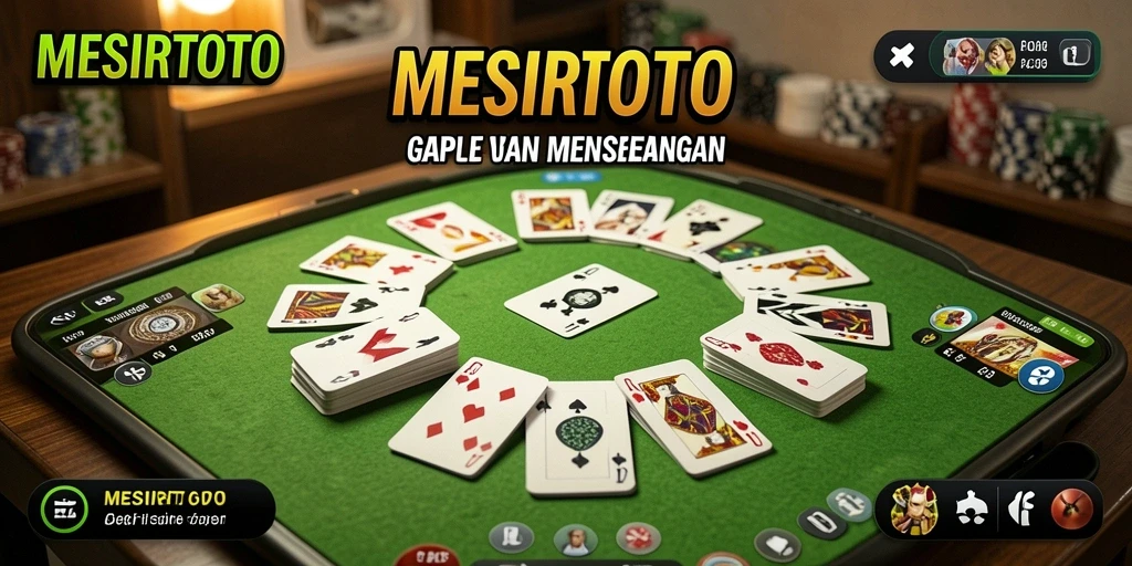 Tampilan antarmuka MESIRTOTO dengan gameplay Gaple yang seru.