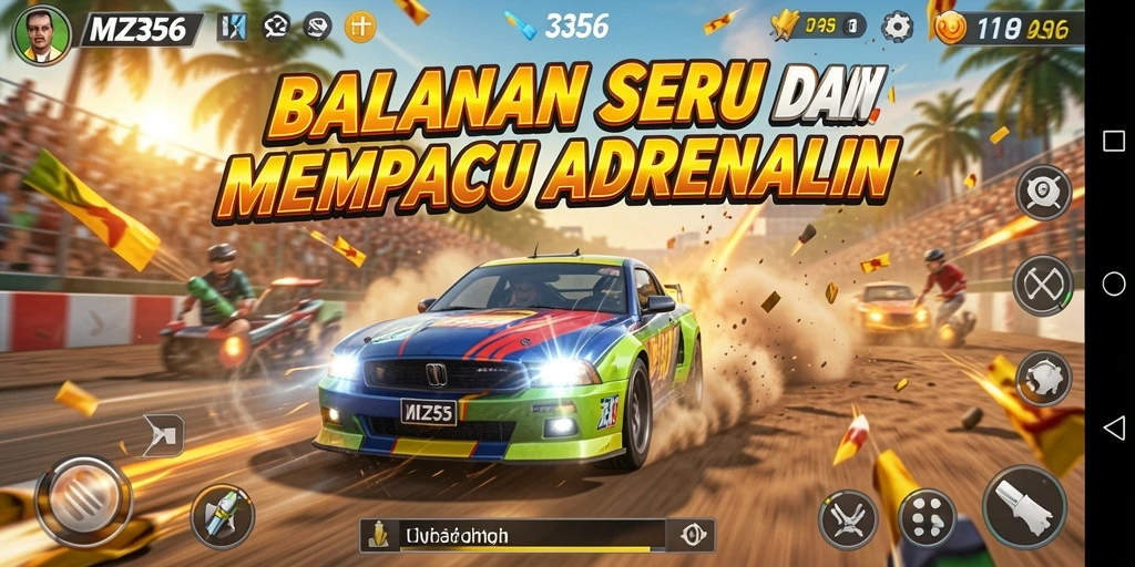 Tampilan utama gameplay MZ356 yang penuh aksi balap.