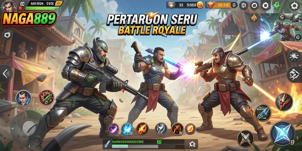 Tangkapan layar gameplay NAGA889 yang menampilkan aksi seru dalam pertarungan Battle Royale.