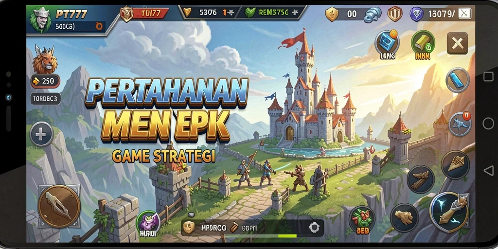 Screenshot menampilkan aksi pertahanan menara yang seru dalam game.