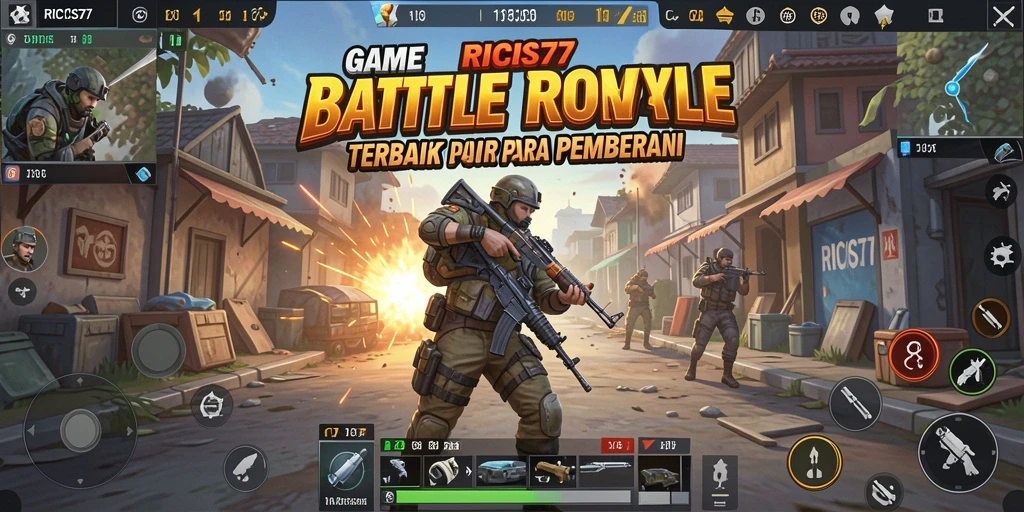 Tampilan gameplay RICIS77 yang intens dalam pertempuran Battle Royale.