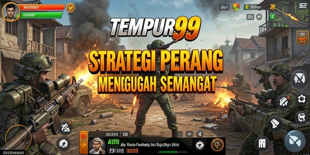 Screenshot tampilan gameplay TEMPUR99 yang epik dalam pertempuran strategi.